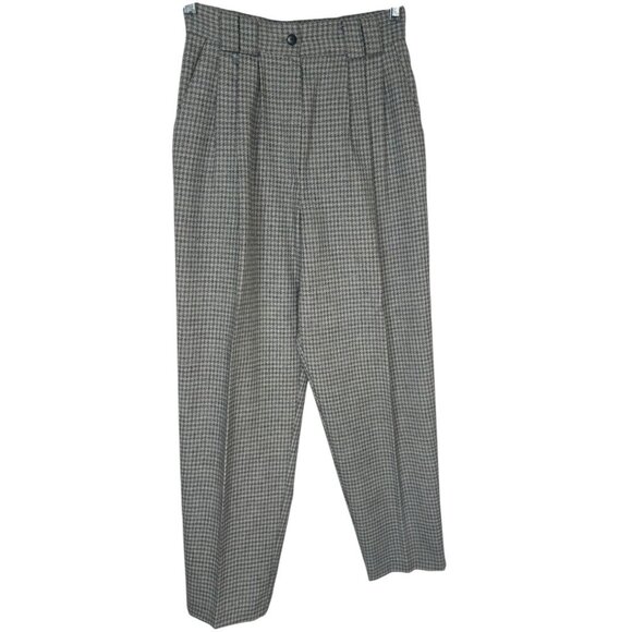 Vintage Smart Parts High-Waisted Pleated Front Houndstooth Trousers - Size 9 - Picture 1 of 11
